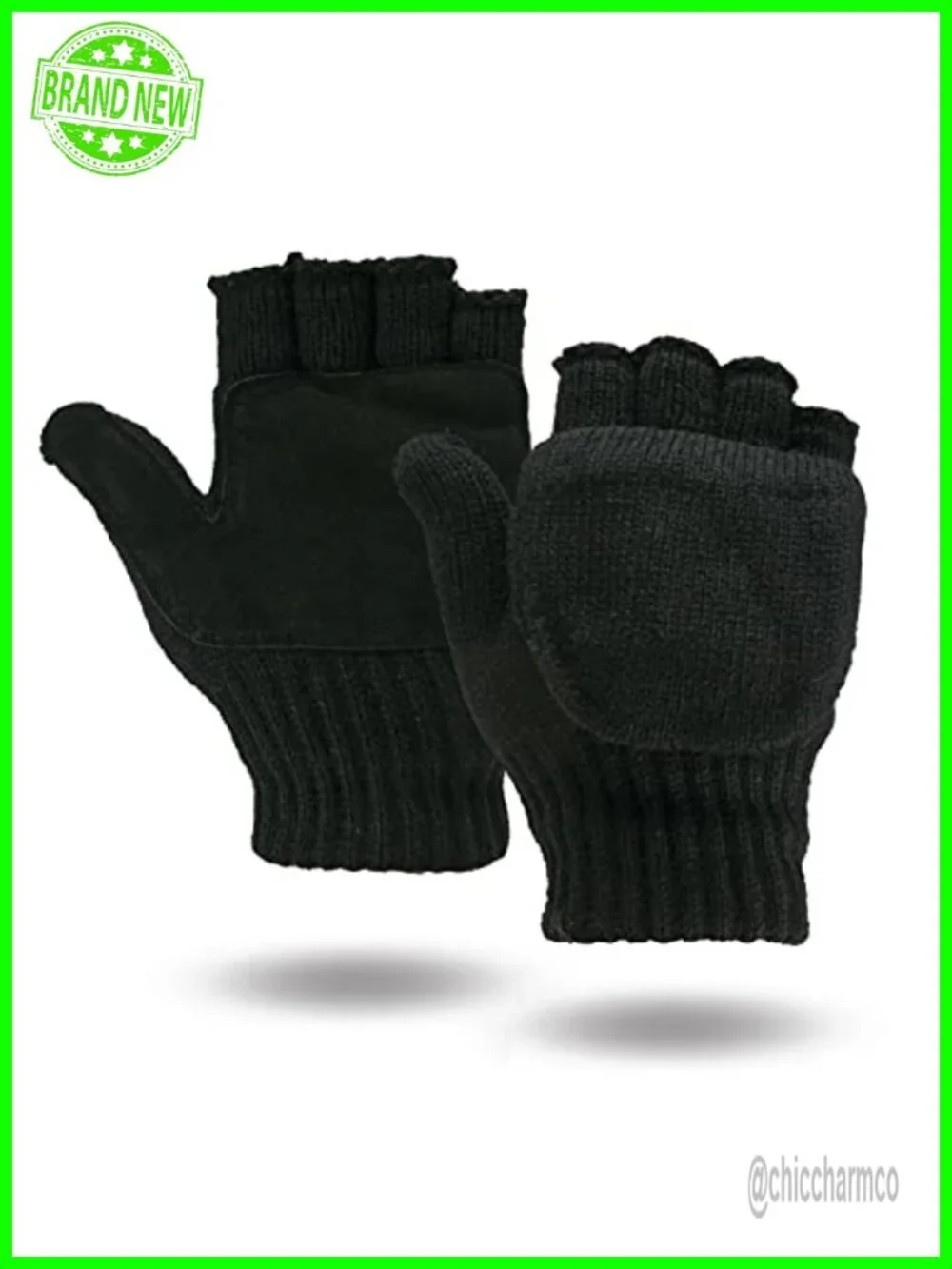 Wool Sued Leather Flip Mittens Thinsulate Lined